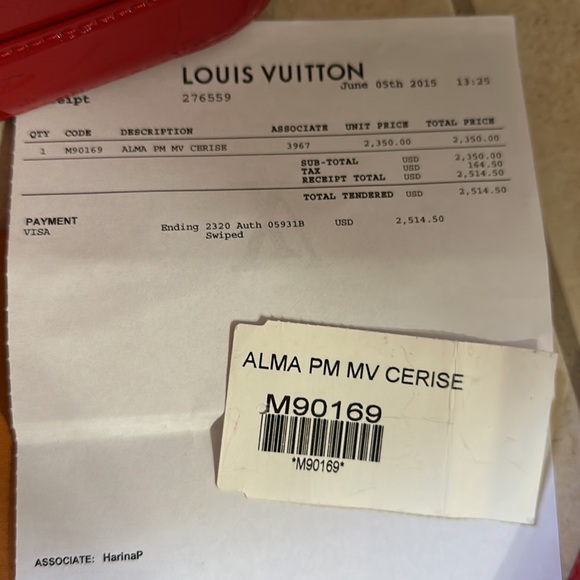 Louis Vuitton Women's Alma PM MV CERISE 🍒 with lock, key and strap. - Picture 5 of 14